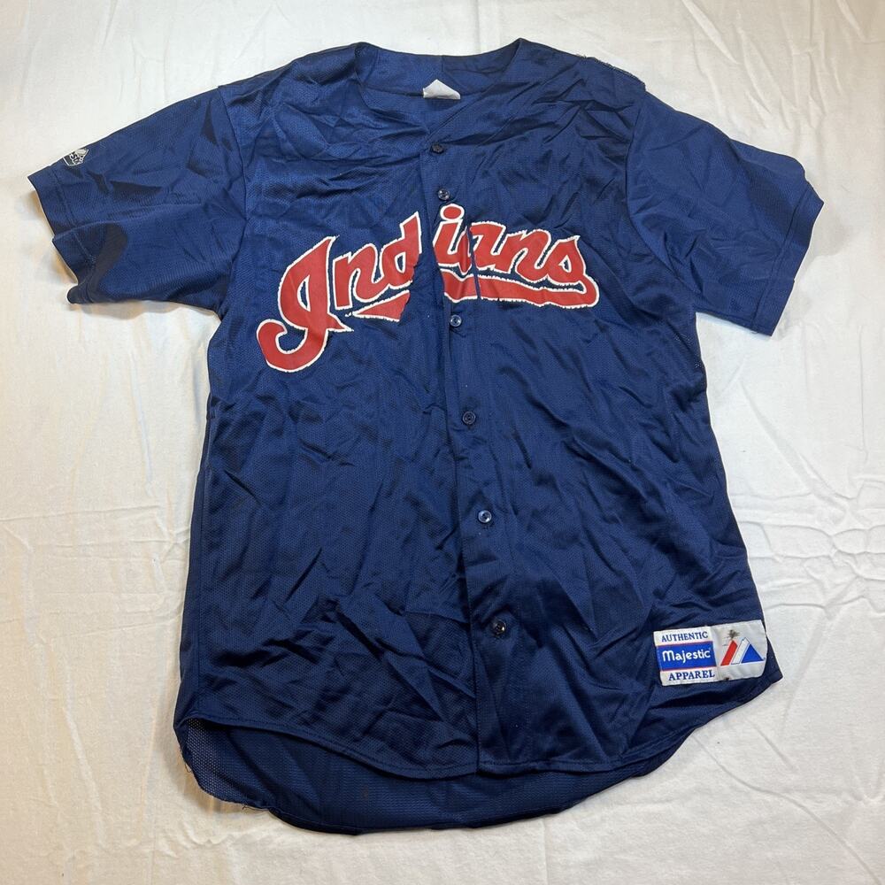 Authentic Majestic Apparel‎ Indians Jersey Large Vintage Made In USA READ